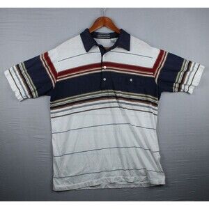 David Taylor Polo Shirt Mens Sz L Horizonal Color Blocks Light Fabric Golf Sport